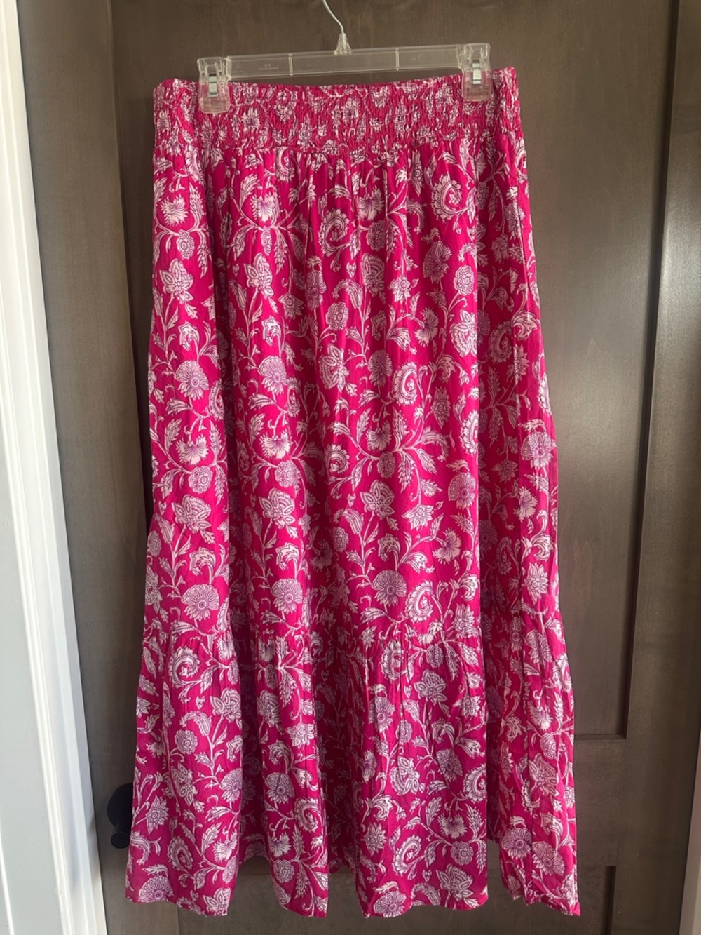 Destination 365 Fuchsia Floral Print Pull On Maxi Skirt 100% Cotton Size M NWOT - Picture 5 of 12